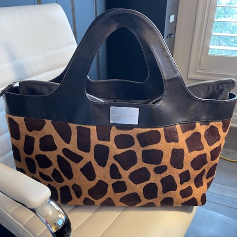 Catherine Rapetti Xtra Large Giraffe print Pony-hair Leather Tote/Satchel